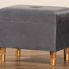 Baxton Studio Elias Modern and Contemporary Grey Velvet Fabric Upholstered and Oak Brown Finished Wood Storage Ottoman