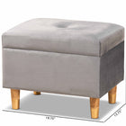 Baxton Studio Elias Modern and Contemporary Grey Velvet Fabric Upholstered and Oak Brown Finished Wood Storage Ottoman