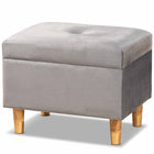Baxton Studio Elias Modern and Contemporary Grey Velvet Fabric Upholstered and Oak Brown Finished Wood Storage Ottoman