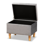 Baxton Studio Elias Modern and Contemporary Grey Velvet Fabric Upholstered and Oak Brown Finished Wood Storage Ottoman