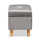 Baxton Studio Elias Modern and Contemporary Grey Velvet Fabric Upholstered and Oak Brown Finished Wood Storage Ottoman