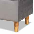 Baxton Studio Elias Modern and Contemporary Grey Velvet Fabric Upholstered and Oak Brown Finished Wood Storage Ottoman