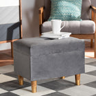 Baxton Studio Elias Modern and Contemporary Grey Velvet Fabric Upholstered and Oak Brown Finished Wood Storage Ottoman