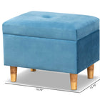 Baxton Studio Elias Modern and Contemporary Sky Blue Velvet Fabric Upholstered and Oak Brown Finished Wood Storage Ottoman