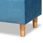 Baxton Studio Elias Modern and Contemporary Sky Blue Velvet Fabric Upholstered and Oak Brown Finished Wood Storage Ottoman
