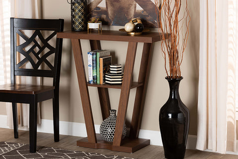 Baxton Studio Boone Modern and Contemporary Walnut Brown Finished Wood Console Table