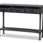 Baxton Studio Garvey French Provincial Dark Blue Gray Wood 3-Drawer Entryway Console Table
