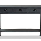 Baxton Studio Garvey French Provincial Dark Blue Gray Wood 3-Drawer Entryway Console Table