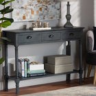 Baxton Studio Garvey French Provincial Dark Blue Gray Wood 3-Drawer Entryway Console Table