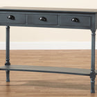 Baxton Studio Garvey French Provincial Dark Blue Gray Wood 3-Drawer Entryway Console Table