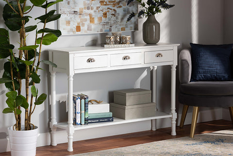 Baxton Studio Garvey French Provincial White Finished Wood 3-Drawer Entryway Console Table