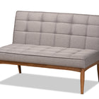 Baxton Studio Sanford Mid-Century Modern Grey Fabric Upholstered and Walnut Brown Finished Wood 2-Piece Dining Nook Banquette Set