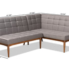 Baxton Studio Sanford Mid-Century Modern Grey Fabric Upholstered and Walnut Brown Finished Wood 2-Piece Dining Nook Banquette Set