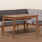Baxton Studio Sanford Mid-Century Modern Grey Fabric Upholstered and Walnut Brown Finished Wood 3-Piece Dining Nook Set