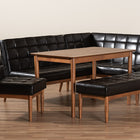 Baxton Studio Sanford Mid-Century Modern Dark Brown Faux Leather Upholstered and Walnut Brown Finished Wood 5-Piece Dining Nook Set