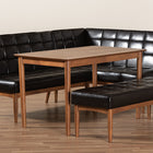 Baxton Studio Sanford Mid-Century Modern Dark Brown Faux Leather Upholstered and Walnut Brown Finished Wood 4-Piece Dining Nook Set