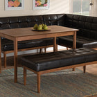 Baxton Studio Sanford Mid-Century Modern Dark Brown Faux Leather Upholstered and Walnut Brown Finished Wood 4-Piece Dining Nook Set