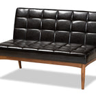 Baxton Studio Sanford Mid-Century Modern Dark Brown Faux Leather Upholstered and Walnut Brown Finished Wood 2-Piece Dining Nook Banquette Set