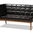Baxton Studio Sanford Mid-Century Modern Dark Brown Faux Leather Upholstered and Walnut Brown Finished Wood 2-Piece Dining Nook Banquette Set