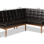 Baxton Studio Sanford Mid-Century Modern Dark Brown Faux Leather Upholstered and Walnut Brown Finished Wood 2-Piece Dining Nook Banquette Set