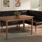 Baxton Studio Sanford Mid-Century Modern Dark Brown Faux Leather Upholstered and Walnut Brown Finished Wood 3-Piece Dining Nook Set