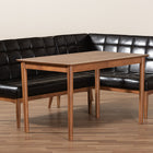 Baxton Studio Sanford Mid-Century Modern Dark Brown Faux Leather Upholstered and Walnut Brown Finished Wood 3-Piece Dining Nook Set