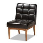 Baxton Studio Sanford Mid-Century Modern Dark Brown Faux Leather Upholstered and Walnut Brown Finished Wood Dining Chair