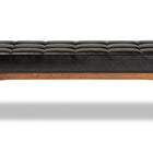 Baxton Studio Sanford Mid-Century Modern Dark Brown Faux Leather Upholstered and Walnut Brown Finished Wood Dining Bench