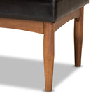 Baxton Studio Sanford Mid-Century Modern Dark Brown Faux Leather Upholstered and Walnut Brown Finished Wood Dining Bench