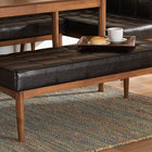 Baxton Studio Sanford Mid-Century Modern Dark Brown Faux Leather Upholstered and Walnut Brown Finished Wood Dining Bench