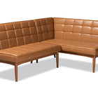 Baxton Studio Sanford Mid-Century Modern Tan Faux Leather Upholstered and Walnut Brown Finished Wood 2-Piece Dining Nook Banquette Set