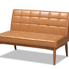 Baxton Studio Sanford Mid-Century Modern Tan Faux Leather Upholstered and Walnut Brown Finished Wood 2-Piece Dining Nook Banquette Set