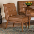 Baxton Studio Sanford Mid-Century Modern Tan Faux Leather Upholstered and Walnut Brown Finished Wood Dining Chair
