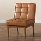Baxton Studio Sanford Mid-Century Modern Tan Faux Leather Upholstered and Walnut Brown Finished Wood Dining Chair
