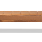 Baxton Studio Sanford Mid-Century Modern Tan Faux Leather Upholstered and Walnut Brown Finished Wood Dining Bench