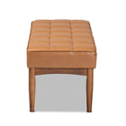 Baxton Studio Sanford Mid-Century Modern Tan Faux Leather Upholstered and Walnut Brown Finished Wood Dining Bench