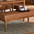 Baxton Studio Sanford Mid-Century Modern Tan Faux Leather Upholstered and Walnut Brown Finished Wood Dining Bench