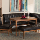 Baxton Studio Daymond Mid-Century Modern Dark Brown Faux Leather Upholstered and Walnut Brown Finished Wood 5-Piece Dining Nook Set