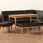 Baxton Studio Daymond Mid-Century Modern Dark Brown Faux Leather Upholstered and Walnut Brown Finished Wood 5-Piece Dining Nook Set