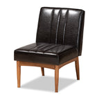 Baxton Studio Daymond Mid-Century Modern Dark Brown Faux Leather Upholstered and Walnut Brown Finished Wood 5-Piece Dining Nook Set