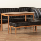 Baxton Studio Daymond Mid-Century Modern Dark Brown Faux Leather Upholstered and Walnut Brown Finished Wood 4-Piece Dining Nook Set