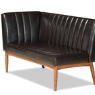 Baxton Studio Daymond Mid-Century Modern Dark Brown Faux Leather Upholstered and Walnut Brown Finished Wood 2-Piece Dining Nook Banquette Set