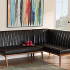 Baxton Studio Daymond Mid-Century Modern Dark Brown Faux Leather Upholstered and Walnut Brown Finished Wood 2-Piece Dining Nook Banquette Set