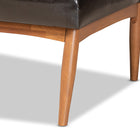 Baxton Studio Daymond Mid-Century Modern Dark Brown Faux Leather Upholstered and Walnut Brown Finished Wood 3-Piece Dining Nook Set