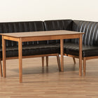 Baxton Studio Daymond Mid-Century Modern Dark Brown Faux Leather Upholstered and Walnut Brown Finished Wood 3-Piece Dining Nook Set