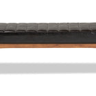 Baxton Studio Daymond Mid-Century Modern Dark Brown Faux Leather Upholstered and Walnut Brown Finished Wood Dining Bench