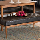 Baxton Studio Daymond Mid-Century Modern Dark Brown Faux Leather Upholstered and Walnut Brown Finished Wood Dining Bench