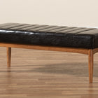 Baxton Studio Daymond Mid-Century Modern Dark Brown Faux Leather Upholstered and Walnut Brown Finished Wood Dining Bench