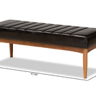 Baxton Studio Daymond Mid-Century Modern Dark Brown Faux Leather Upholstered and Walnut Brown Finished Wood Dining Bench