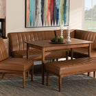 Baxton Studio Daymond Mid-Century Modern Tan Faux Leather Upholstered and Walnut Brown Finished Wood 5-Piece Dining Nook Set